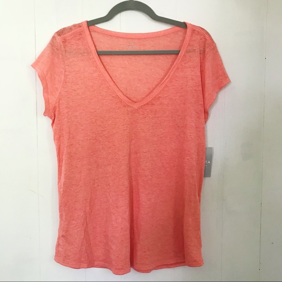 Athleta Tops - Athleta | Easy V-Neck Orange Sugar Wash Tee